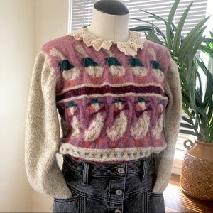 Eddie Bauer Wool Blend Duck Sweater With Ruffles